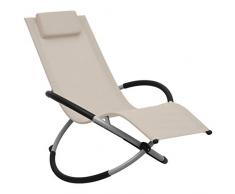 vidaXL Kinder Sonnenliege Schaukelstuhl Liegestuhl Gartenliege Relaxliege Liege Gartenmöbel Schaukelstuhl Terrasse Garten Stahl Creme
