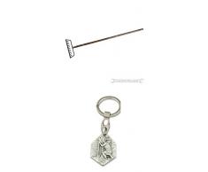 Silverline Gartenrechen mit Eschenholzgriff, 1320 mm, Rasenharke, Bügelrechen, Kiesrechen, Laubrechen (929977235526) mit Anhänger Hlg. Christophorus