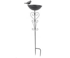 Dynamic24 Metall Gartenstecker Vogeltränke 83cm Vogelbad Wasserstelle Futterschale Garten Deko