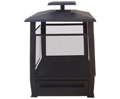 Esschert Design Terrassenofen, Feuerstelle Pagode mit Gitter, aus Gusseisen, ca. 59 cm x 59 cm x 78 cm