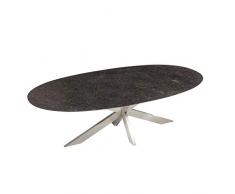 Kölle Granit Gartentisch Pearl Grey satiniert - Ovaler, dunkelgrauer Granittisch München 220x110 cm - Hochwertiges, Robustes Gartenmöbel - Pflanzen