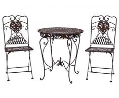 aubaho Gartentisch + 2X Stuhl Eisen Antik-Stil Bistromöbel Gartenmöbel braun
