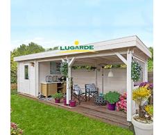 Lugarde Blockhaus Lübeck aus Fichtenholz NEU Blockbau mit Flachdach und angrenzender Gartenlaube