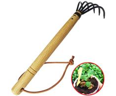 Garten Laubbesen,Tragbar Grabwerkzeug Mini Fächerbesen Steel Rake Für die Gartenverpflanzung