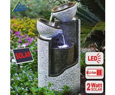 AMUR Solar Gartenbrunnen Brunnen Solarbrunnen Zierbrunnen Vogelbad Wasserfall Gartenleuchte Teichpumpe - Springbrunnen Wasserspiel für Garten, Gartenteich, Terrasse, Teich, Balkon, sehr Dekorativ