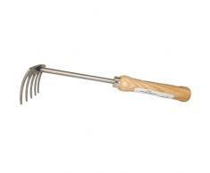 SHW-FIRE 59104 Kleinrechen Rechen Handrechen Blumenrechen Harke 5 Zinken mit Stiel Holzstiel Eschenholz kurz 30cm