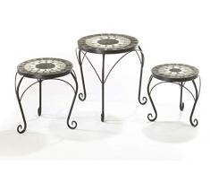 Kobolo Blumenhocker Pflanzenständer Bestelltisch -MOSAIK- grau - 3er Set