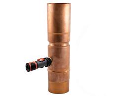N.n Kupfer Fallrohr Regenwassersammler Regendieb mit Laubfilter (Kupfer 80mm). Inkl. Gardena Schlauchanschluss zum befüllen von Regenfässern, Zisternen, Wassertonnen -Made in Germany-