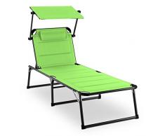 blumfeldt Amalfi Juicy Lime Liegestuhl Sonnenliege Gartenliege Liegefläche (ergonomische Form, verstellbare Sonnenblende, 5-stufig verstellbare Rückenlehne, Metallrahmen, Pulverbeschichtung) grün