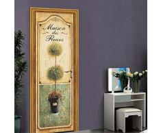 YSJHPC 3D-Türaufkleber-Tür-Wand-Papier-Wandbild, Einfache Vintage Pflanzenvase 77*200CM PVC-wasserdichte selbstklebende -Tür-Wand-Tapete-Kunst-dekorative Wand-Abziehbilder für für heim schlafzimmer-de