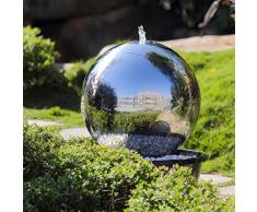 Köhko 50 cm Kugelbrunnen Hochglanz poliert 21005 aus Edelstahl mit LED-Beleuchtung