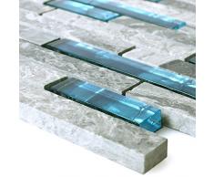 Glasmosaik Natursteinfliesen Sinop Grau Blau für Wandverkleidung Badfliesen Bad Mosaikstein