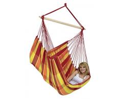 AMAZONAS Großer Hängesessel handgefertigt in Brasilien Brasil Papaya mit Querstab aus FSC Buchenholz 110 cm bis 150 kg buntkariert