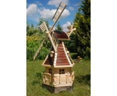 Deko-Shop-Hannusch Windmühle, Gartenwindmühle, Windmühlen aus Holz, kugelgelagert Beleuchtung Solar 1,25m (braun)