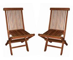 Mediablue 2er Set Klappstuhl Teakstuhl Gartenstuhl Teak Holz Stuhl für Terrasse Wintergarten Balkon witterungsbeständig behandelt massiv klappbar Natur