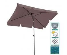 QUICK STAR Balkon Sonnenschirm 200x125cm Balkonschirm Rechteckig Knickbar Taupe Gartenschirm UV 50