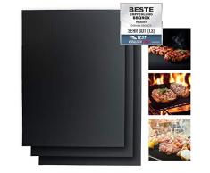 BLACKROX Grillmatten BBQROX Vergleichssieger Antihaft Grill Backmatte Wiederverwendbar Mehrweg Holzkohlegrill, Gasgrills Elektrogrill, Weber Style für Fleisch, Fisch(3er Set - 50x40 cm)