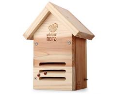 wildtier herz | Marienkäferhaus – Unterschlupf und Überwinterungshilfe für Marienkäfer aus verschraubtem Massiv-Holz, wetterfest und unbehandelt, Artenschutz-Produkt für den Garten