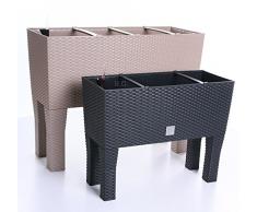 Blumentopf Blumenkasten mit Füßen Blumenkübel Rattan Bewässerung 4 Farben 2 Größen (600 mocca)