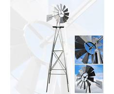 US Windrad 245cm silberfarben Windmühle Windspiel Kugellager Mühle