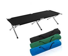 TRESKO XXL Campingbett Feldbett 190 x 64 x 44 cm Metallrohr - Belastbarkeit bis 150kg - in verschiedenen Farben (Schwarz)