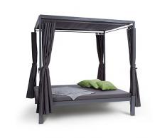 blumfeldt Senator Lounge Gartenliege - Doppel-Gartenliege, Lounge-Pavillon, 188 x 208 x 205 cm, 8 cm Polsterung, Sichtschutz-Vorhänge, wasserfest, Sonnendach, Stahlrahmen, max. 350 kg, grau