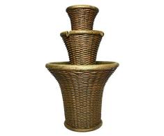 Nexos Gartenbrunnen Polyresin Brunnen 78 x 50 x50 cm Etagenbrunnen mit Pumpe dekorativer Aufsatz Kaskade Springbrunnen Korbgeflecht Optik 13 kg