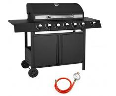 Ribelli® Gasgrill Standgrill Grillwagen Grill 6 Edelstahl Brenner Seitenbrenner