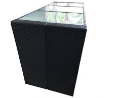 Bartisch Davos Polyrattan schwarz 185x80x110cm Gartenbar Tresen Theke Tisch