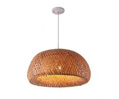 Hoswif Kronleuchter Bambus Rattan E27 Vintage Pendelleuchte Hangelampe für Garten Schlafzimmer Bar Pavillon,45 * 22cm