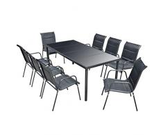 Festnight 9-TLG. Sitzgruppe Essgruppe Sitzgarnitur Gartengarnitur Schwarz