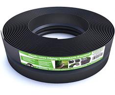 Flexible Rasenkante Kunststoff (20 m, schwarz) - Robustes Stay-in-Place Design - Sehr Gut zu Verarbeiten, Min. 30 Jahre Lebensdauer, Unsichtbar - Beeteinfassung aus 100% recyceltem Plastik