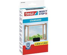 tesa Insect Stop STANDARD Fliegengitter für Fenster - Insektenschutz zuschneidbar - Mückenschutz ohne Bohren - Fliegen Netz anthrazit (1,3m:1,5m (5er Pack ), Anthrazit (Durchsichtig))