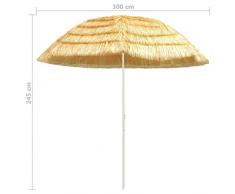 Festnight- 300 cm Hawaii Style Strandschirm Marktschirm Gartenschirm Terrassenschirm Sonnenschirm Ampelschirm Witterungs- und UV-beständig Kippbar Natur