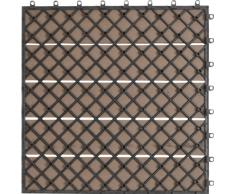 EVERFLOOR WPC Bambusholz/Kunststoff Terrassenfliesen Bodenfliese 6-er Set, 0.96 m², 40 x 40 cm, braun, leicht verlegbar, wetterfest