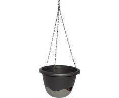 Plastia Blumenampel, Dunkel und Hell Anthrazit, 25 x 25 x 17 cm, Bewässerungsampel MARETA