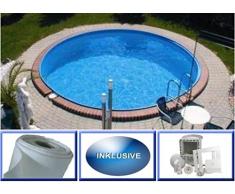 Summer Fun Stahlwandbecken Set Java Exklusiv rund ø 4,20m x 1,50m Folie 0,6mm Spar Set Pool Rundpool / 420 x 150 cm Stahlwandpool