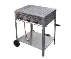 Festnight 3 Flammen Gasgrill BBQ Bräter Edelstahl Camping Gasbräter mit Standfuß geeignet für Butan und Propan