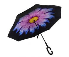 RULITTTT Damen Regenschirm Reverse Umbrella Fold Double Layer Herren Standschirm für Frauen