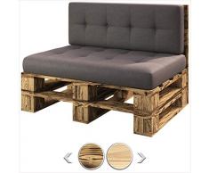sunnypillow palettenmöbel Europaletten Indoor und Outdoor Lounge gartenmöbel Holz gartenmöbel Set Lounge möbel Terrasse Balkon loft Stil Paletten Palette geflammte Bank 120 x 80 cm Höhe : 30 cm