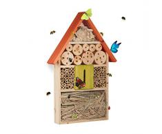 Relaxdays Insektenhotel für Schmetterlinge, Käfer, Bienenhaus zum Aufhängen, Balkon, HxBxT: 48,5 x 31 x 7 cm, bunt