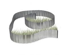 Relaxdays Rasenkante verzinkt, Beetumrandung Metall, Beeteinfassung als Wurzelsperre, 5 m x 16 cm, flexibel, silber, grau