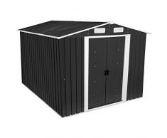 Zelsius Geräteschuppen mit Schiebetür 3 x 2,5 m | Geräumiges Gartengerätehaus | Metallgerätehaus mit Satteldach | Gartenhaus | Geräteschrank für Garten (Anthrazit Grau)