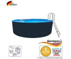 Stahlwandpool 3,60 x 1,25 m Anthrazit Stahlwandbecken Gartenpool 3,6 Einbaupool 3,60 Swimmingpool Pool rund Schwimmbecken Rundpool Aufstellpool Poolbecken