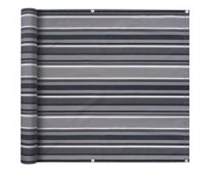 tidyard Balkonsichtschutz Balkonplane Balkonverkleidung Balkon Sichtschutz Oxford-Gewebe mit PU-Beschichtung UV-Schutz Wasserfest 75 x 600 cm Grau Gestreift