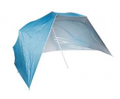 Sonnenschirm mit Seitenteilen 2,4 m in blau - 50+ UV Schutz - Strandschirm Windschutz Strandmuschel Schirm