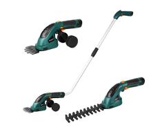 FIXKIT Heckenschere,Grasschere,Strauchschere,Rasenschere mit Teleskopstiel und Laufräder inkl. Akku und Ladegerät 7.2V 1500mAh