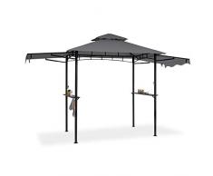 blumfeldt Steakhouse Wings - Pavillon Grilldach Grillpavillon, Größe: 235 x 242 x 145 cm (BxHxT), Regen-/Sonnenschutzdach: Polyester 160 g wasserabweisend/flammhemmend, dunkelgrau