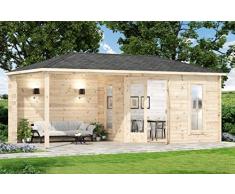 Alpholz 5-Eck Gartenhaus Liwa-28 aus Massiv-Holz | Gerätehaus mit 28 mm Wandstärke | Garten Holzhaus inklusive Montagematerial | Geräteschuppen Größe: 595 x 300 cm