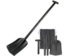 COFIT Schneeschaufel aus Aluminiumlegierung, 110cm Einziehbare Schaufel Schwarz, Vierteilige Konstruktion für Outdoor, Camping, Survival und Jagd, usw.
